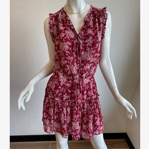 Pinch Women's Red Floral Tie Waist Tiered Mini Dress